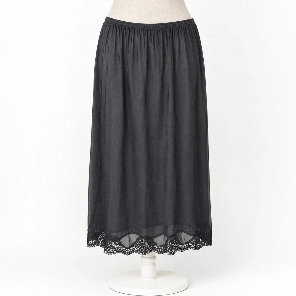 Vintage 90s Satin Lace Trim Half Slip 32